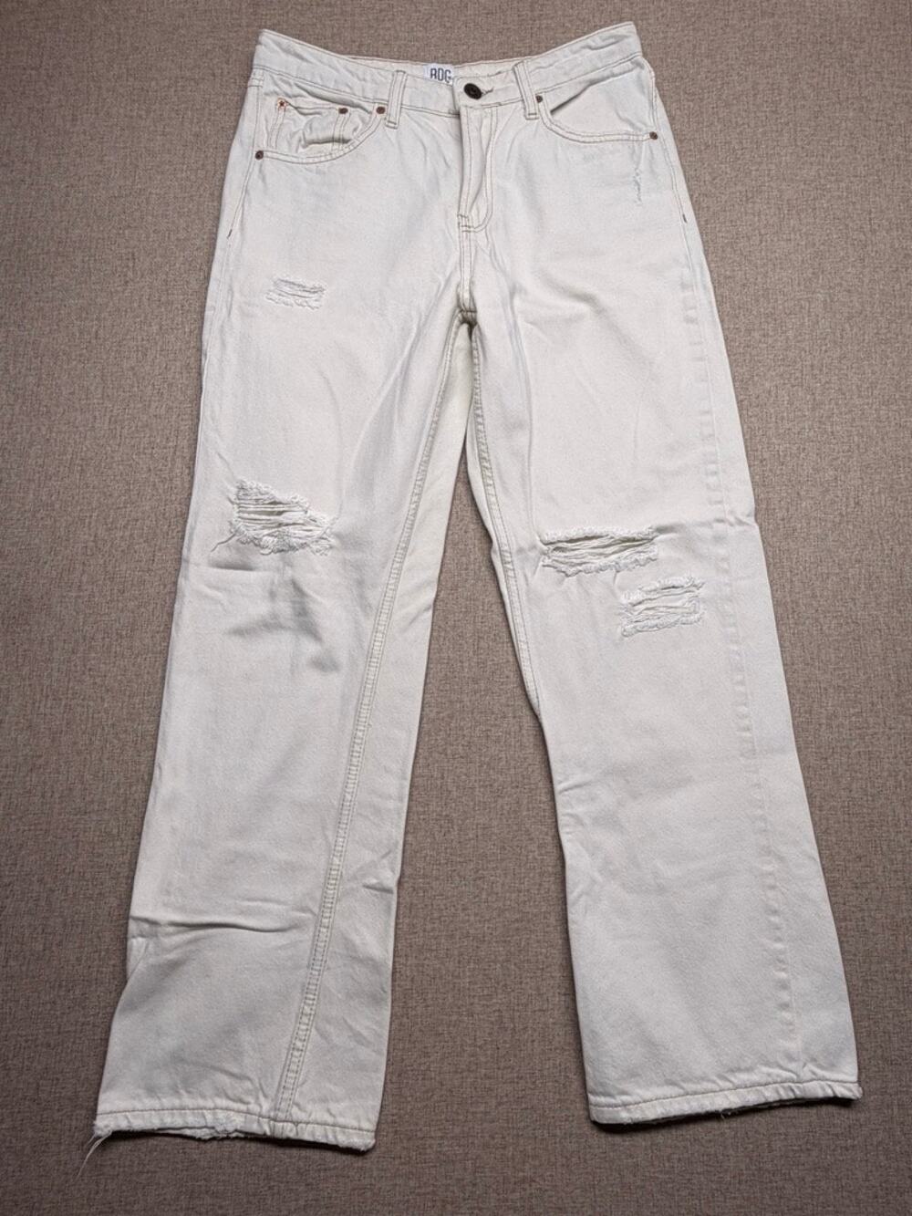 BDG Urban Outfitters Womens 29 Distressed Straight Leg Jeans Cream W29 L32